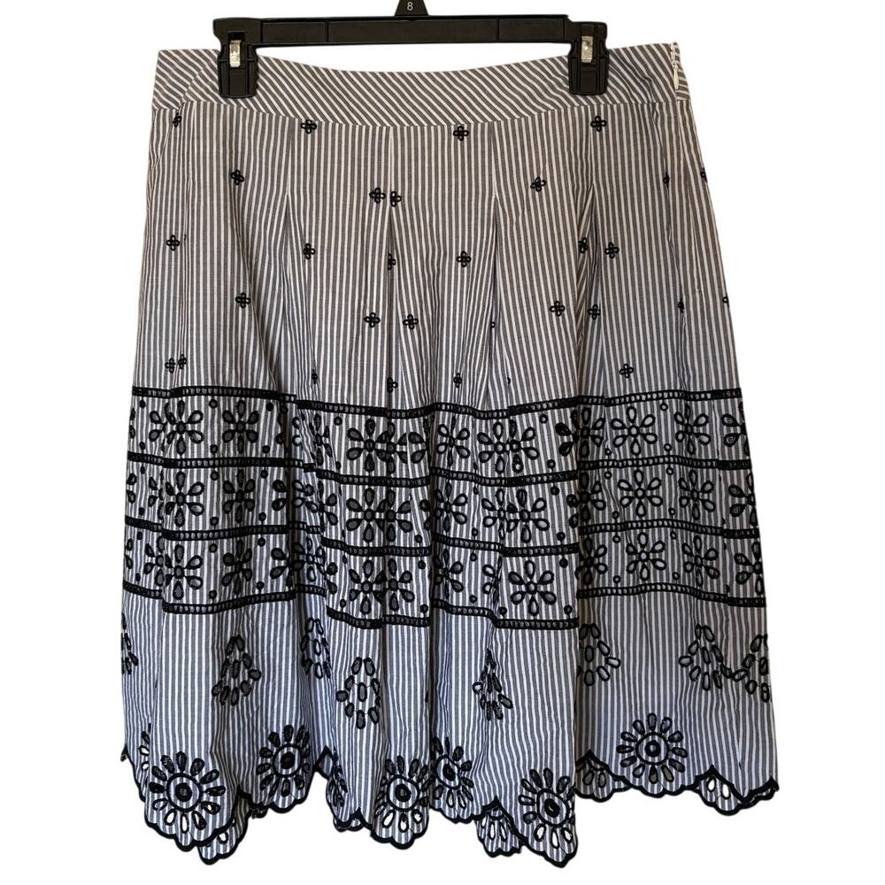 Talbots Eyelet Pleated Stripe Skirt size 12 Petite